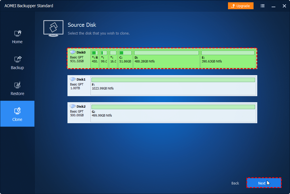 Select Source Disk